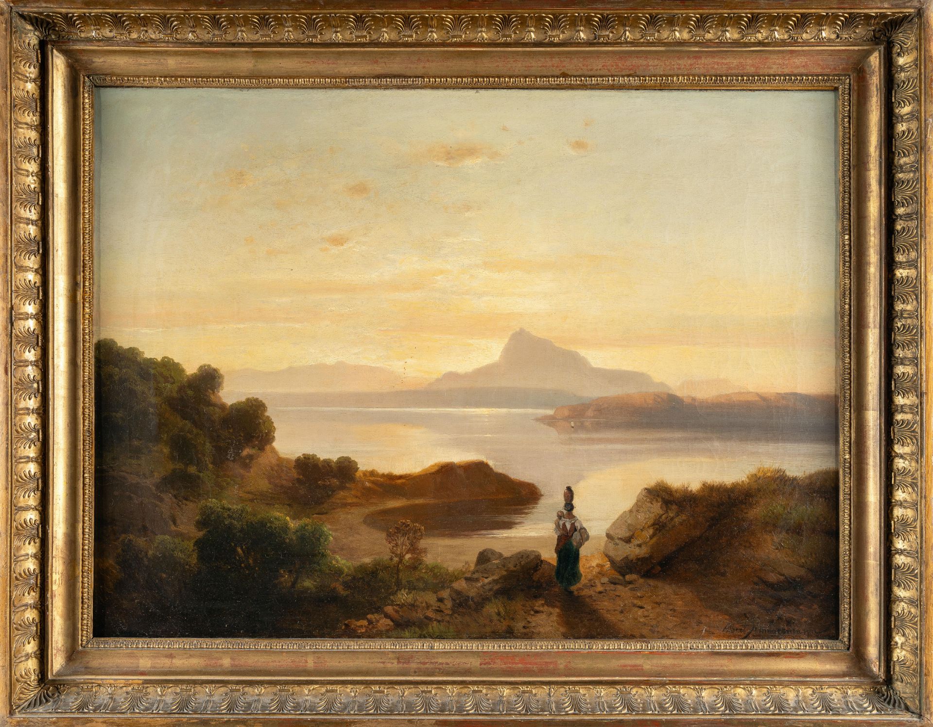 August Albert Zimmermann (1808 Zittau - München 1888) – Blick über einen italienischen Golf im Morge - Bild 4 aus 4