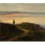 Johan Christian Clausen Dahl (1788 Bergen - Dresden 1857) – Horseman before sunset.Oil on panel.