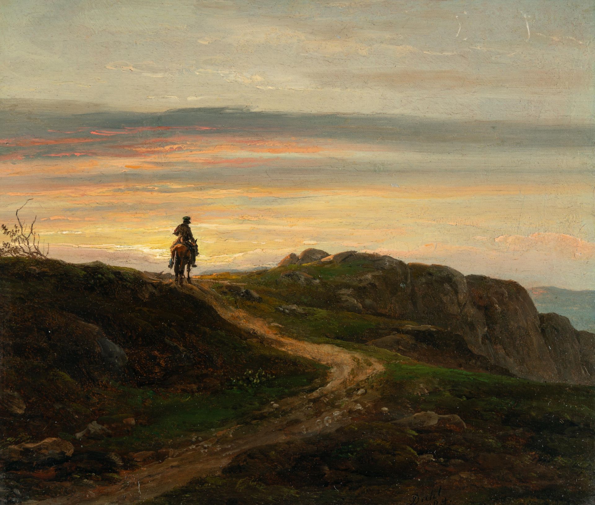 Johan Christian Clausen Dahl (1788 Bergen - Dresden 1857) – Reiter vor abendlichem Himmel