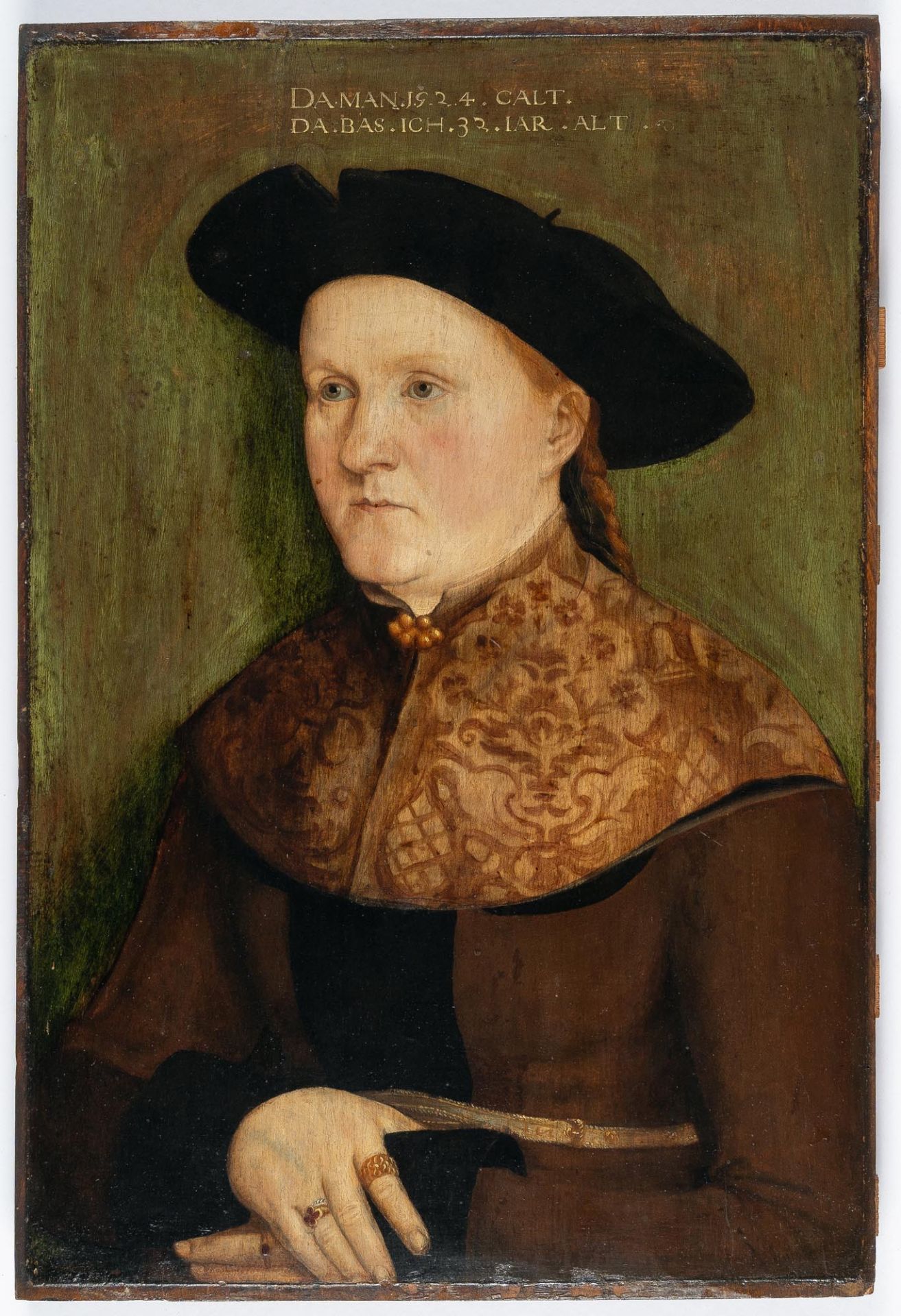 Barthel Beham (1502 Nürnberg - Bologna 1540) – Portrait of a 32 year old woman (“Dorothea Jörg”).Oil - Image 2 of 3