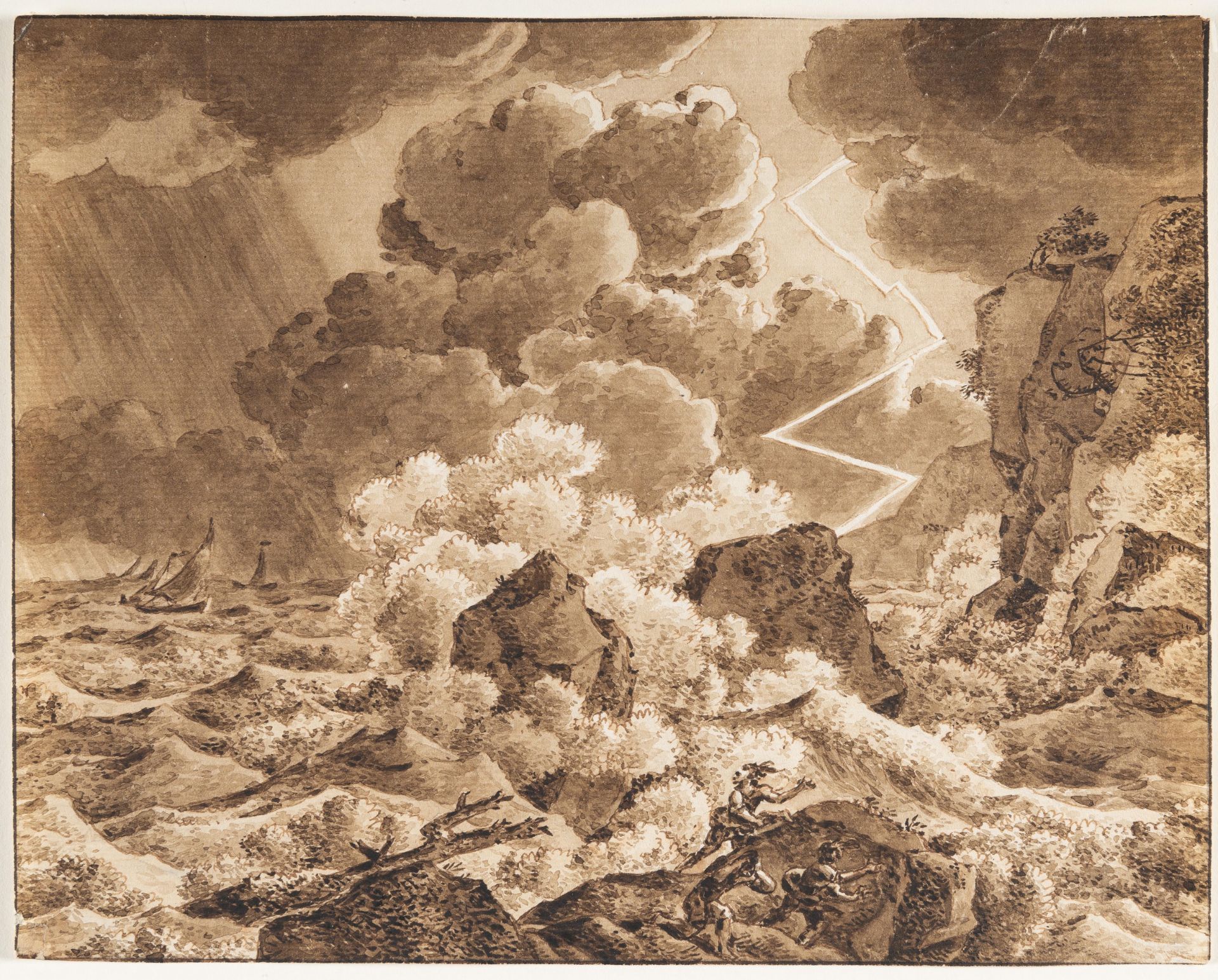 Franz Kobell (1749 Mannheim - München 1822) – Gewittersturm am Meer - Bild 2 aus 4