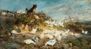 Antonio Montemezzo (1841 San Polo di Piave/Treviso – München 1898) – Ein Hirtenhund überrascht eine