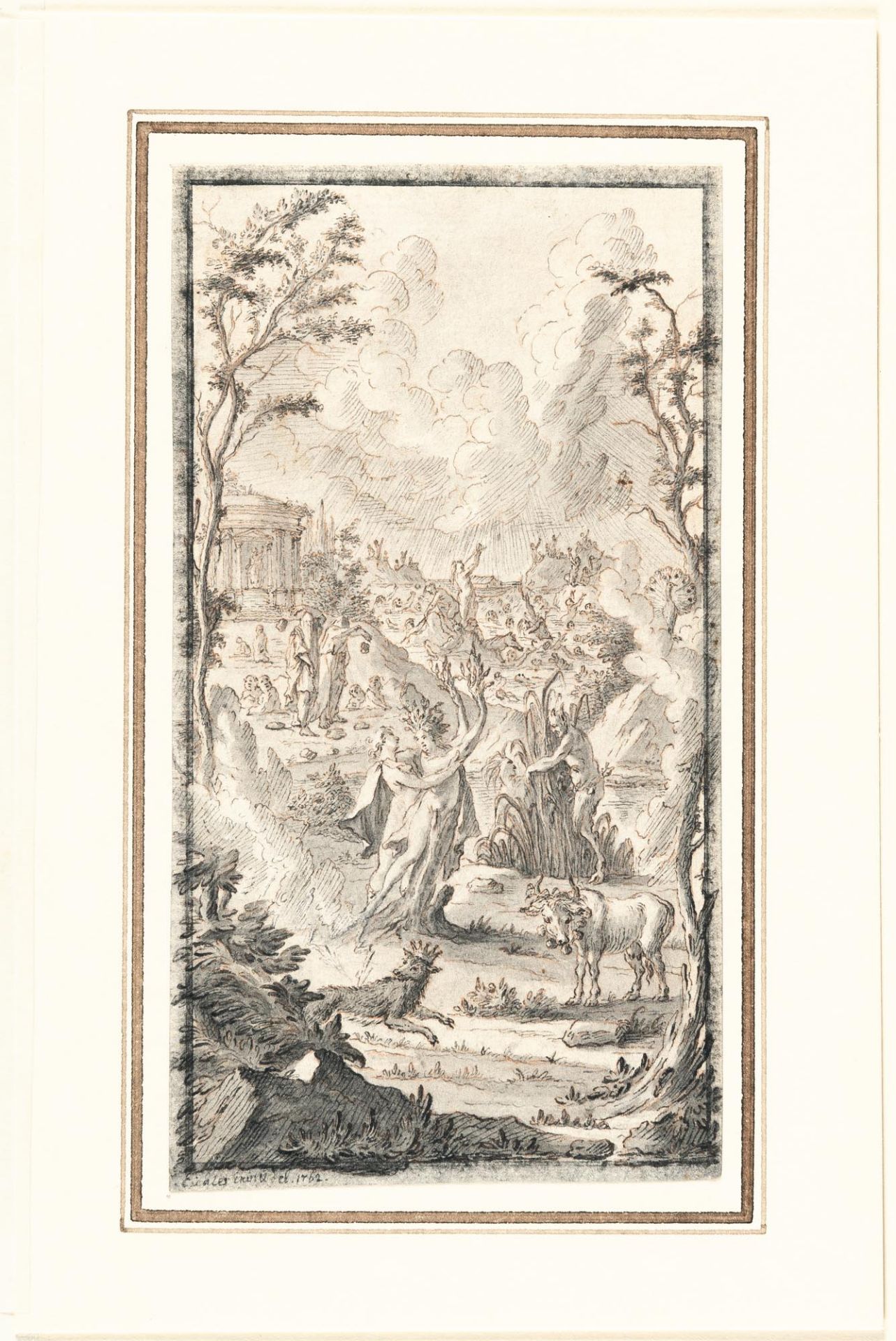 Gottfried Eichler D. J. (1715 - Augsburg - 1770) – Landscape with Apollo and Daphne and other - Image 2 of 4