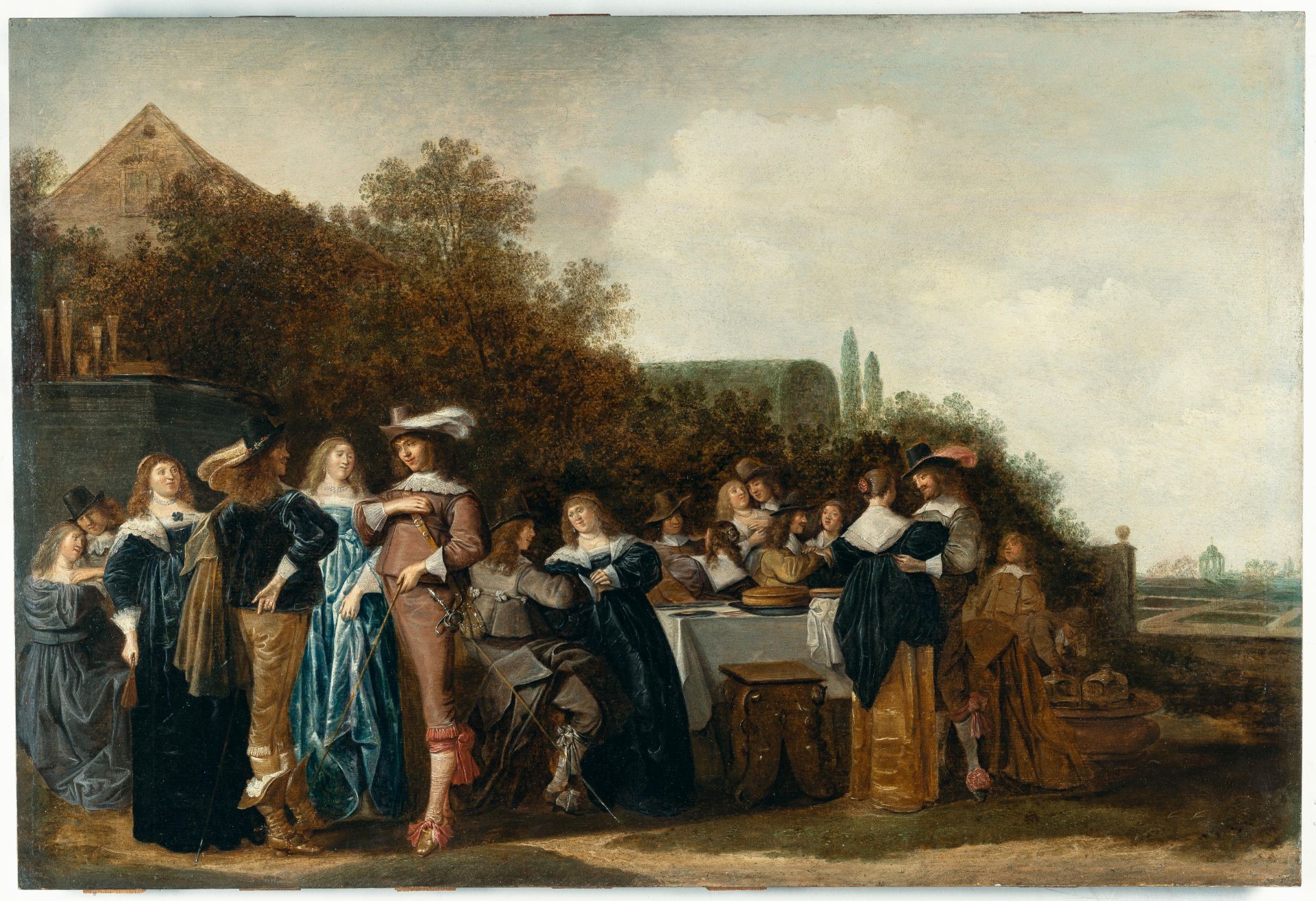 Dirck Hals (1591 – Haarlem – 1656) – Merry company in a landscape garden.Oil on panel, cradled. (2nd - Image 2 of 4