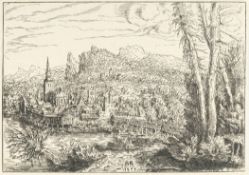 Hans Sebald Lautensack – Ansicht einer Stadt an einem Fluss mit einer Kirche
