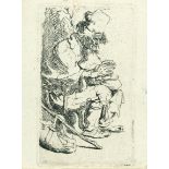Rembrandt Harmensz. van Rijn – Ein Bettler, seine Hände an einer Schale wärmend