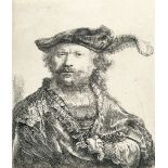 Rembrandt Harmensz. van Rijn (1606 Leiden - Amsterdam 1669) – Self-Portrait in a Velvet cap with a P