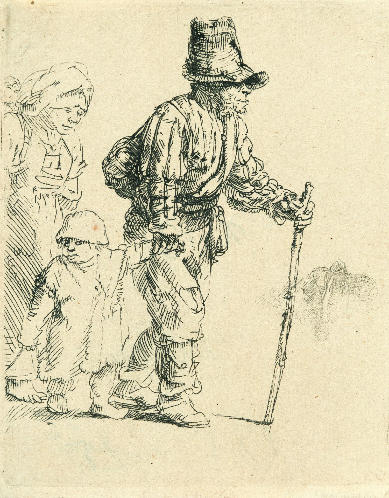 Rembrandt Harmensz. van Rijn – Der Bauer mit Weib und Kind auf der Reise
