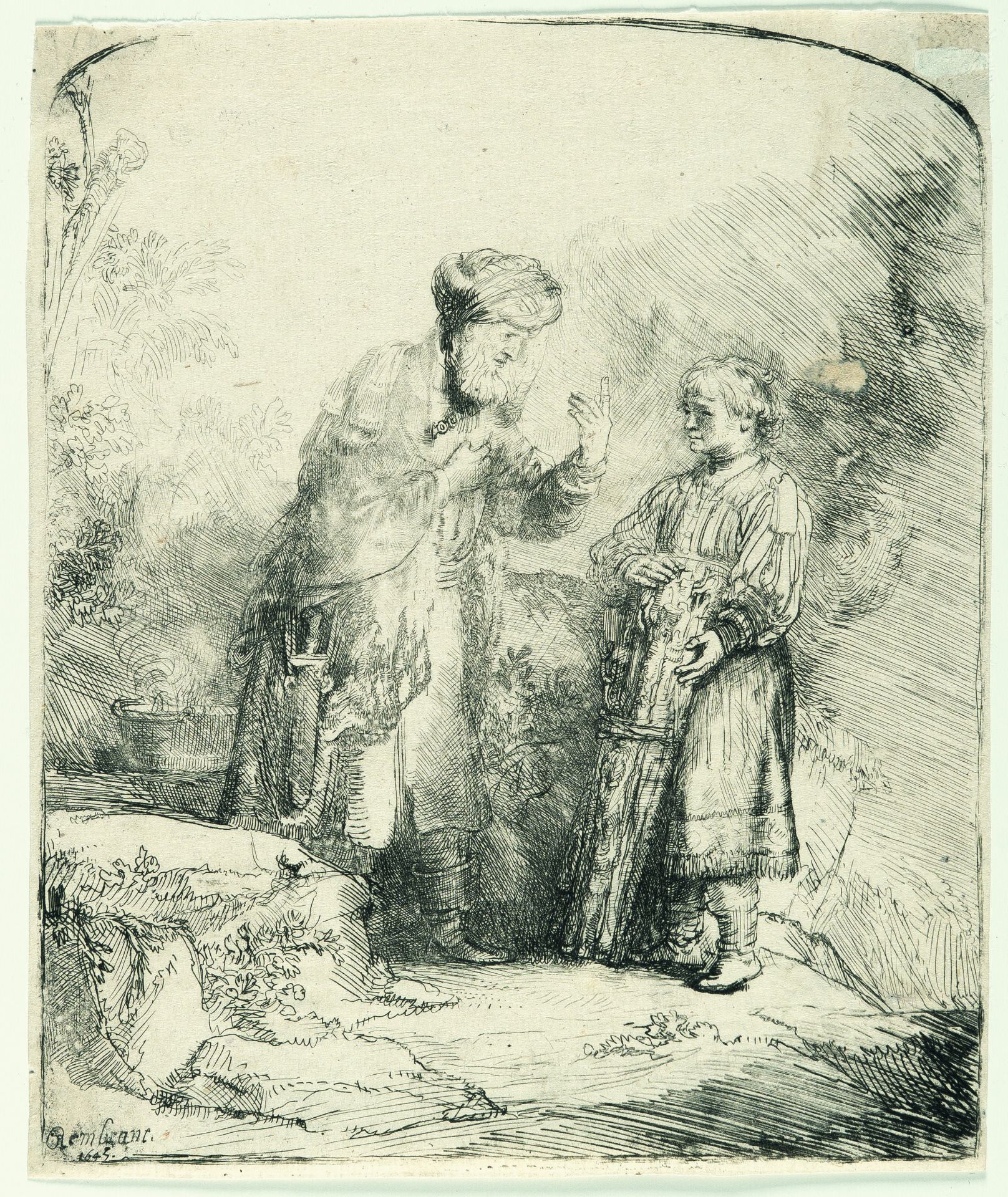 Rembrandt Harmensz. van Rijn – Abraham, mit Isaak sprechend - Bild 2 aus 3