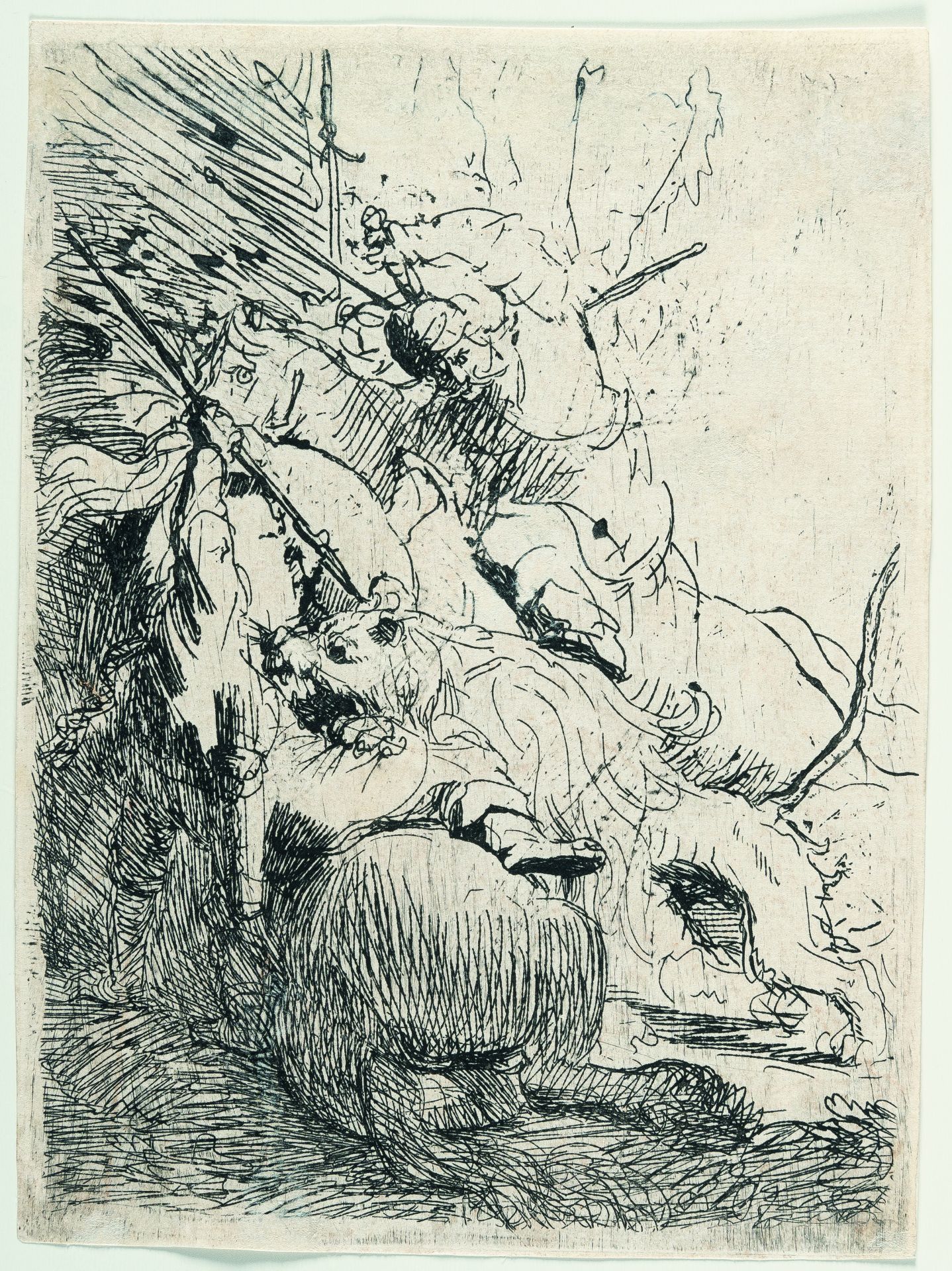 Rembrandt Harmensz. van Rijn – Die kleine Löwenjagd, mit einem Löwen - Bild 2 aus 3