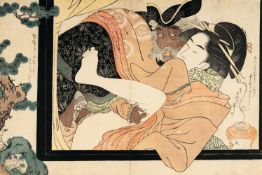 Eiri Chôkyôsai (zugeschrieben) – (Komplette Folge von 13 Oban yoko-e shunga (erotische Bilder) aus d