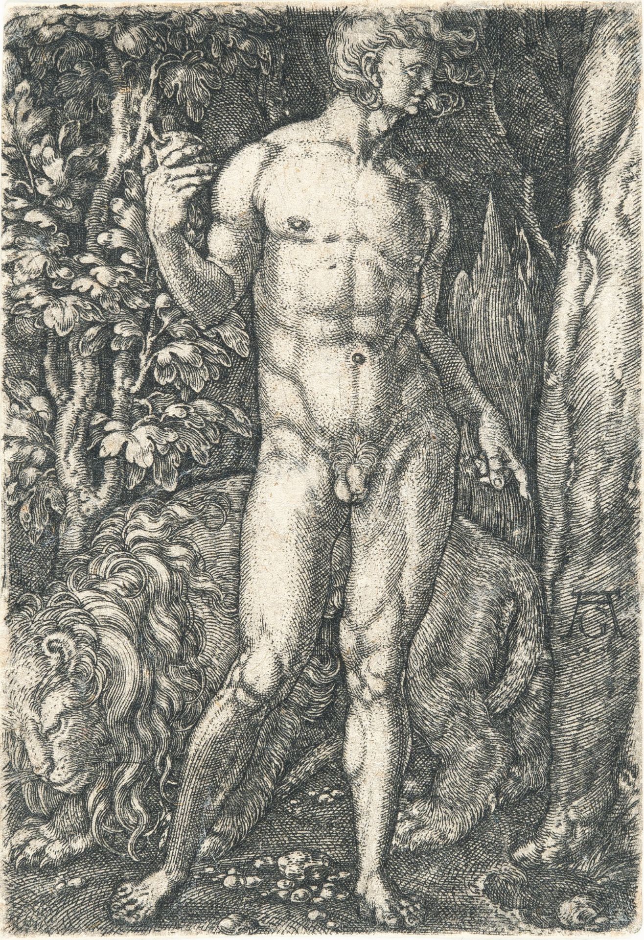 Heinrich Aldegrever – Adam mit dem Löwen