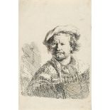 Rembrandt Harmensz. van Rijn – Selbstbildnis mit der flachen Kappe