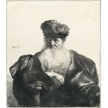 Rembrandt Harmensz. van Rijn – Alter Mann mit Bart, Pelzmütze und weitem Samtmantel