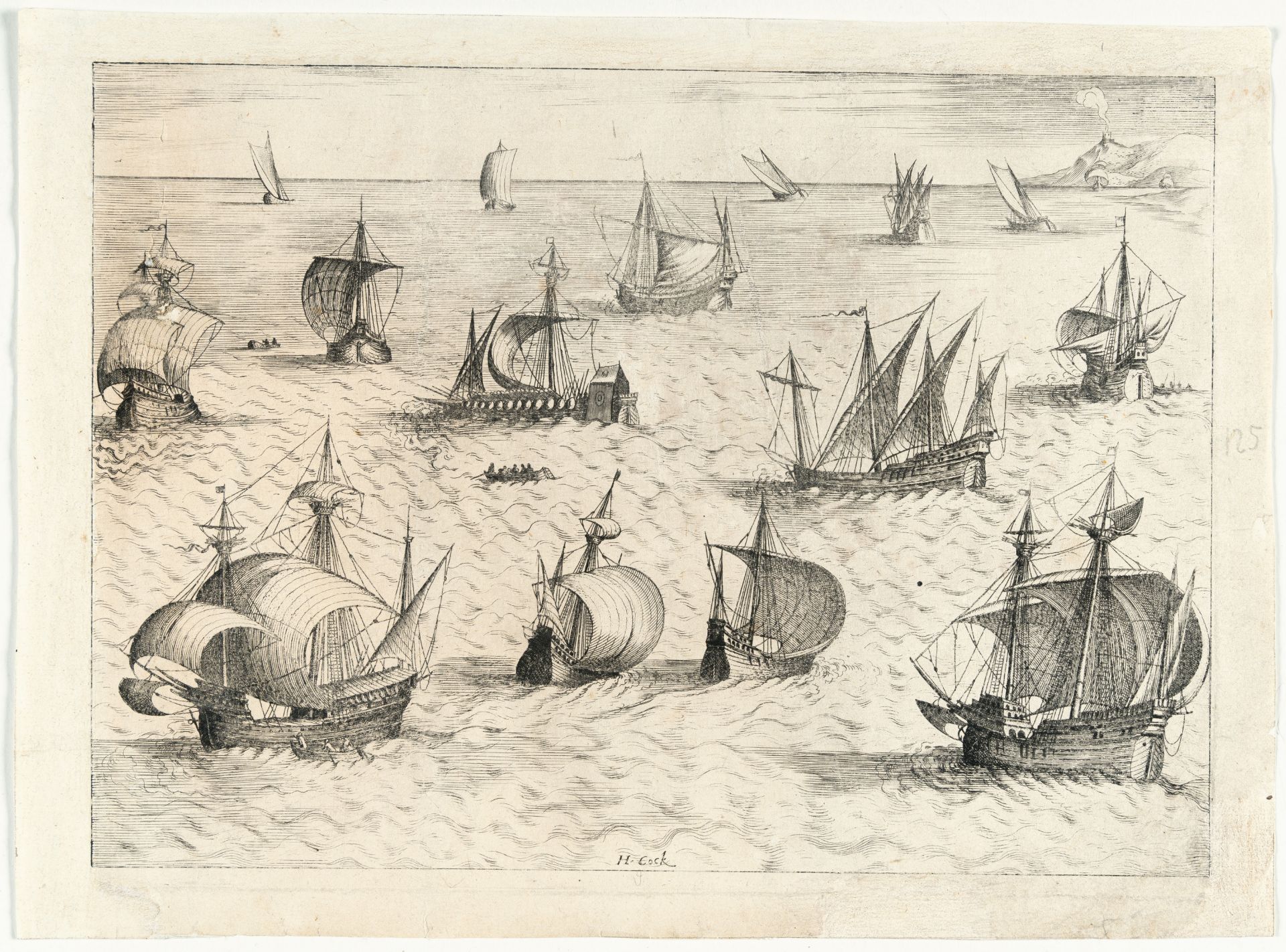 Nach Pieter Bruegel D. Ä. – Sechzehn verschiedene Schiffe unter vollen Segeln - Bild 2 aus 3