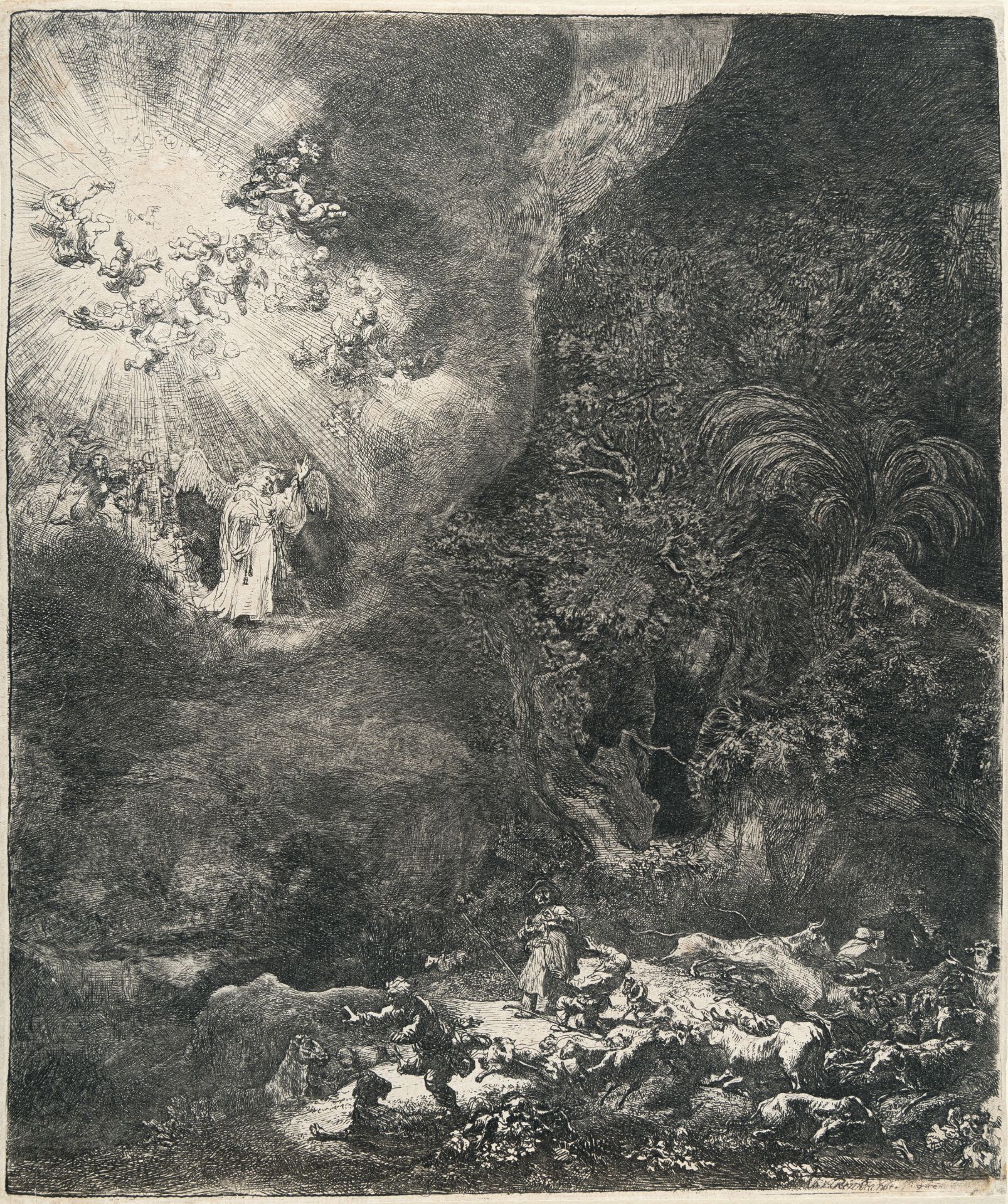 Rembrandt Harmensz. van Rijn – Die Verkündigung an die Hirten