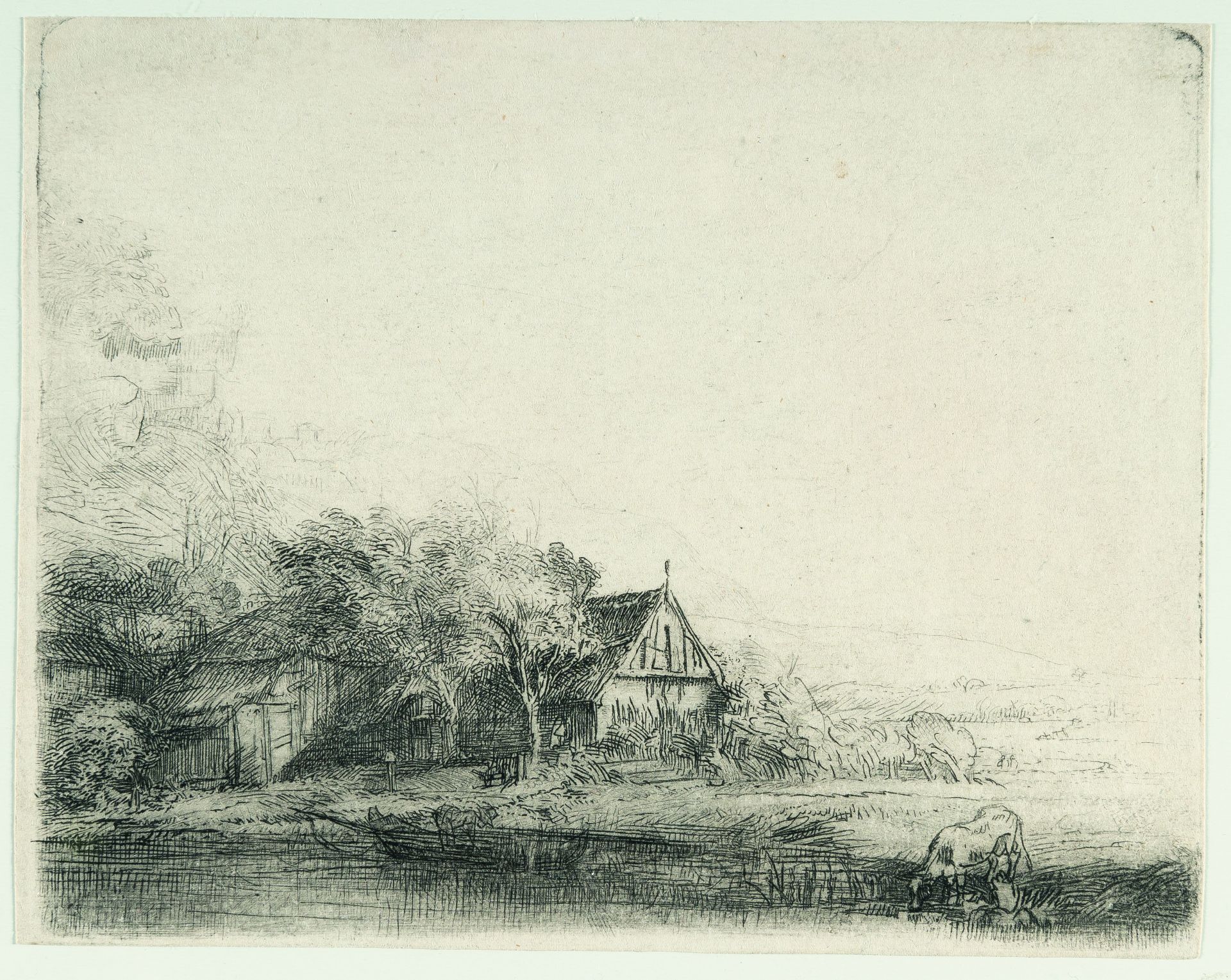 Rembrandt Harmensz. van Rijn (1606 Leiden - Amsterdam 1669) – Landscape with a Cow drinking - Image 2 of 3