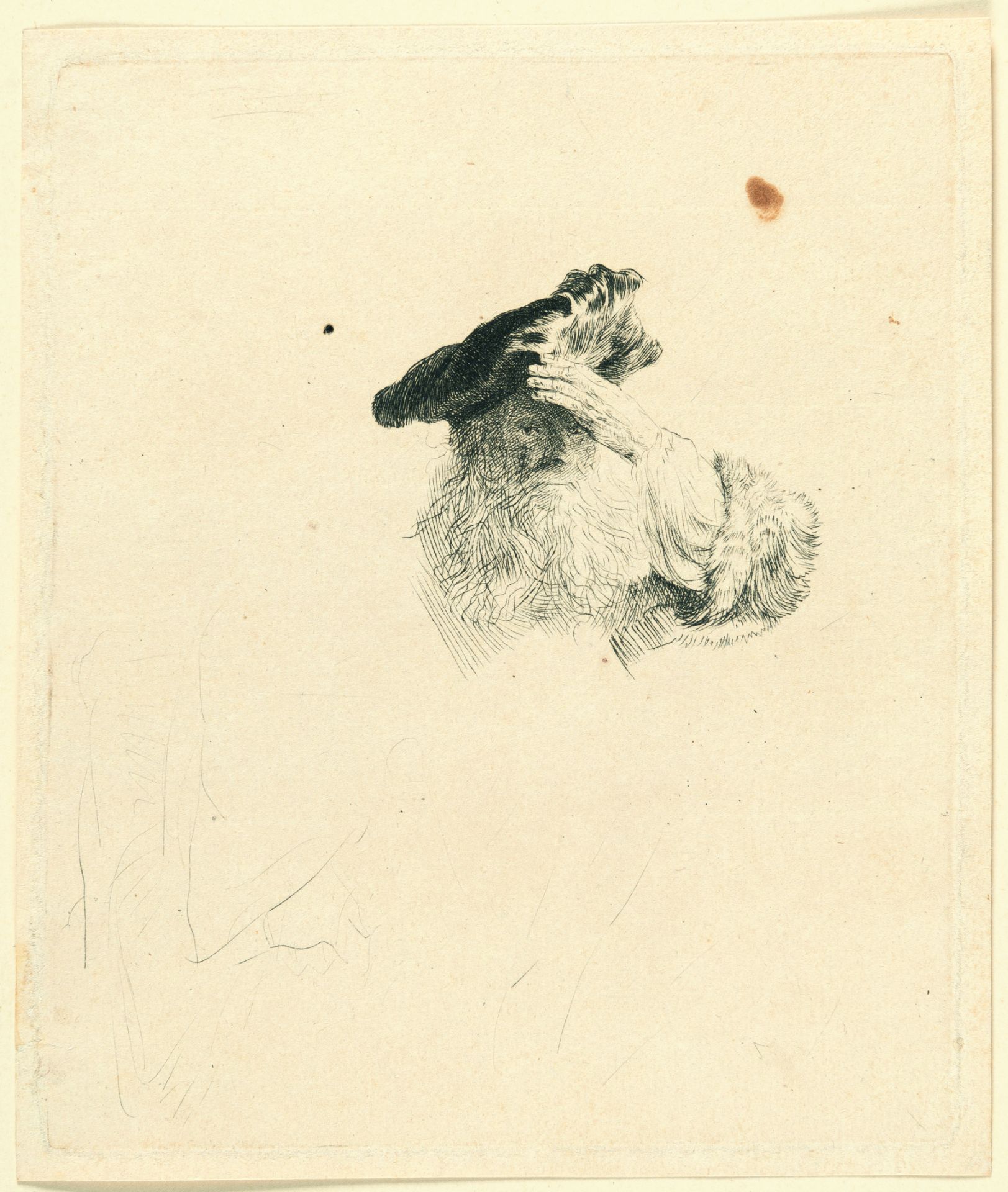 Rembrandt Harmensz. van Rijn – Alter Mann mit Kappe, der seine Augen beschattet - Bild 2 aus 3