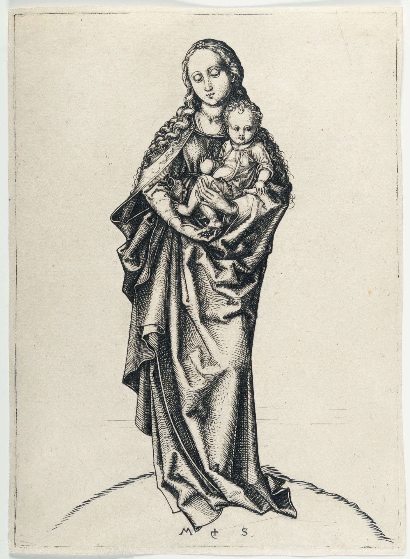 Martin Schongauer (um 1450 Colmar - Breisach 1491) – The Madonna with the Apple - Image 2 of 4
