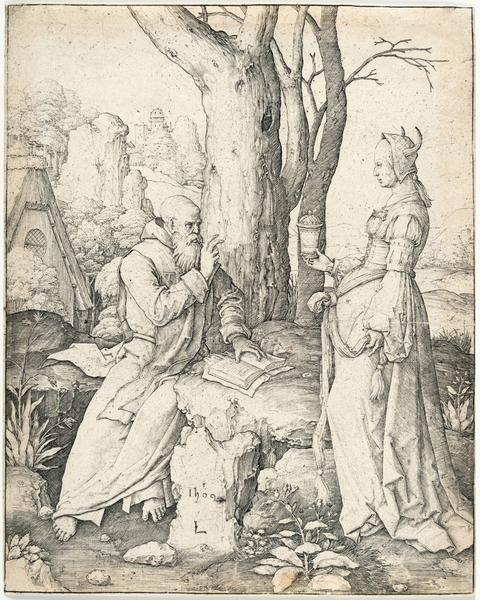Lucas van Leyden (1494 - Leiden - 1533) – The Temptation of Saint Anthony - Image 2 of 3