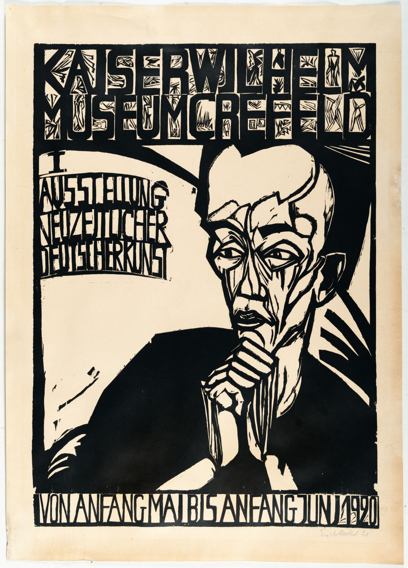 Erich Heckel (1883 Döbeln/Sachsen - Radolfzell 1970) – Plakat der „1. Ausstellung Neuzeitlicher Deut - Bild 2 aus 3