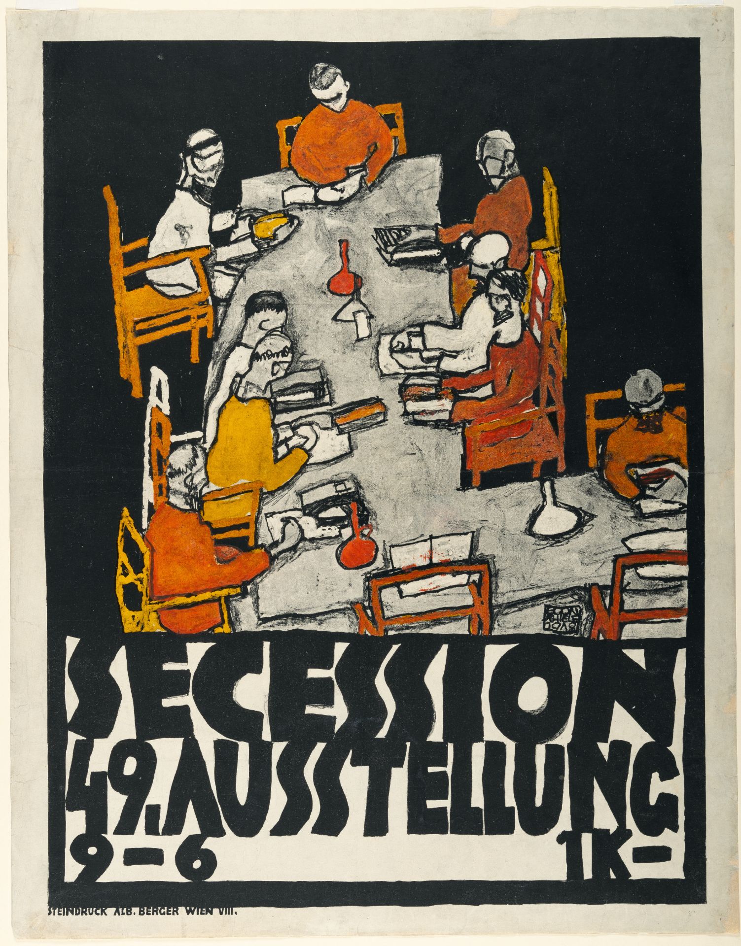 Egon Schiele (1890 Tulln/Donau - Wien 1918) – Secession 49th Exhibition.Poster. Coloured - Image 2 of 3