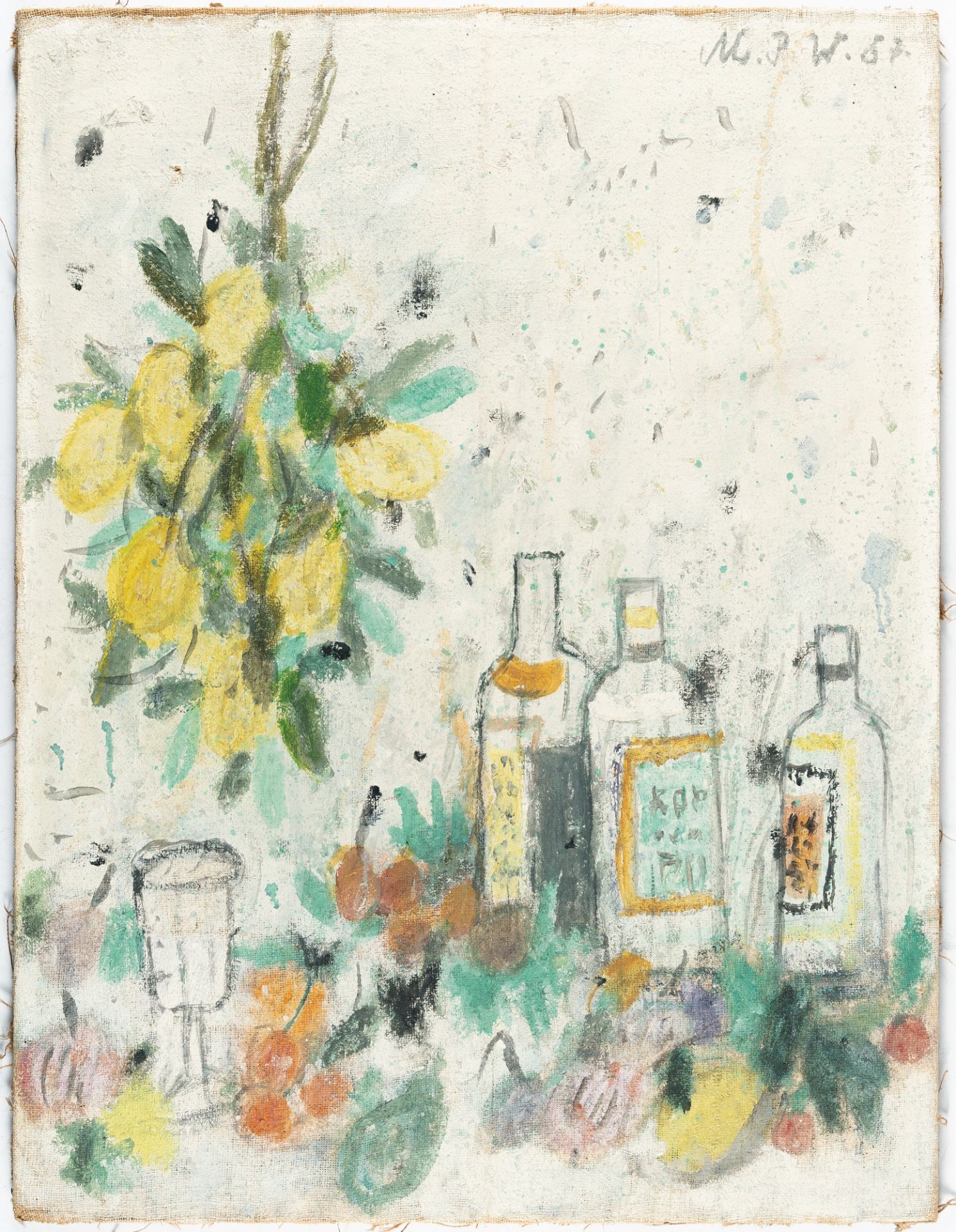 Max Peiffer Watenphul (1896 Weferlingen - Rom 1976) – Stillleben mit Flaschen und Früchten - Bild 2 aus 4