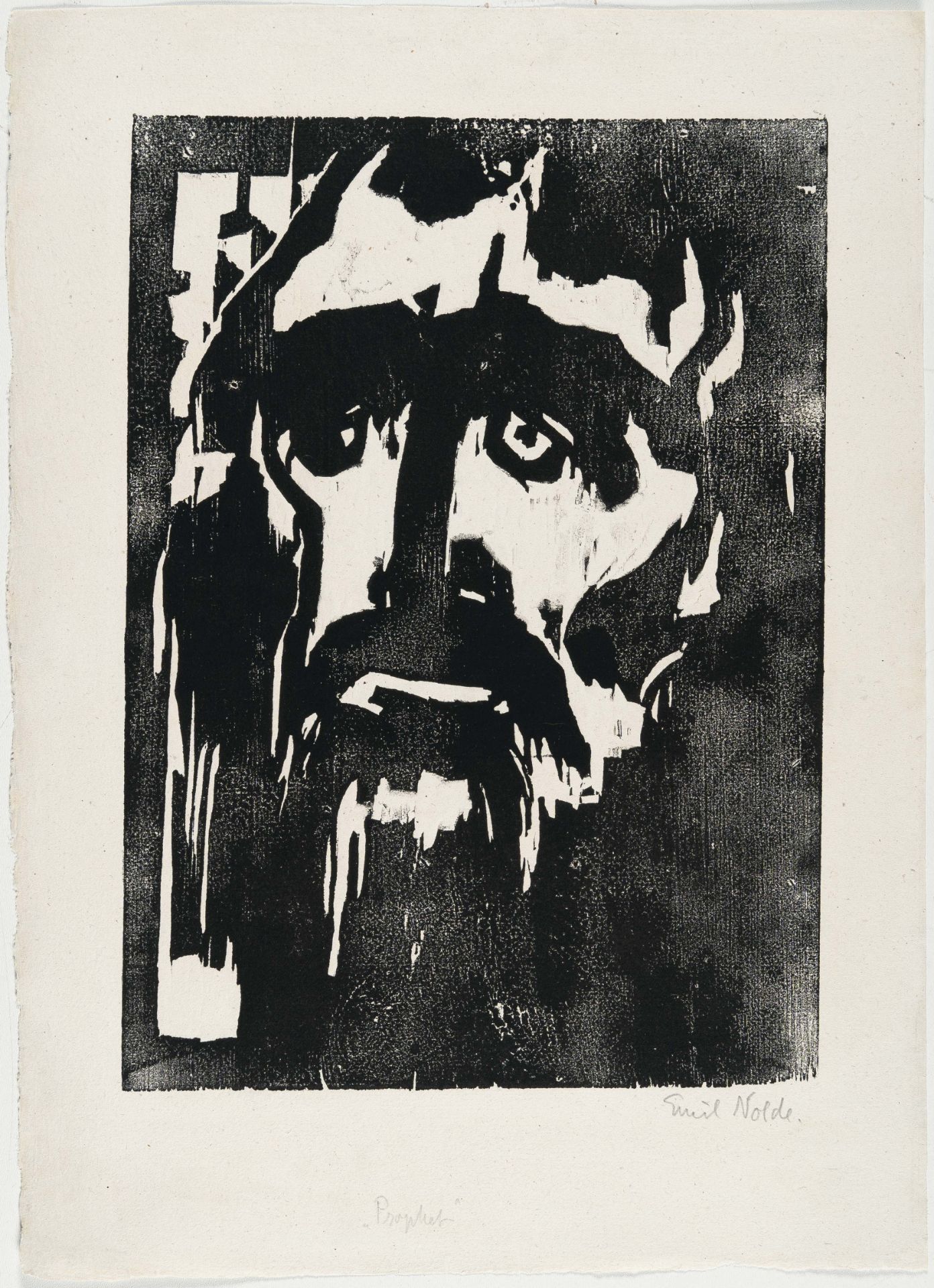 Emil Nolde (1867 Nolde - Seebüll 1956) – The prophet.Woodcut on heavy cream wove paper. (1912).