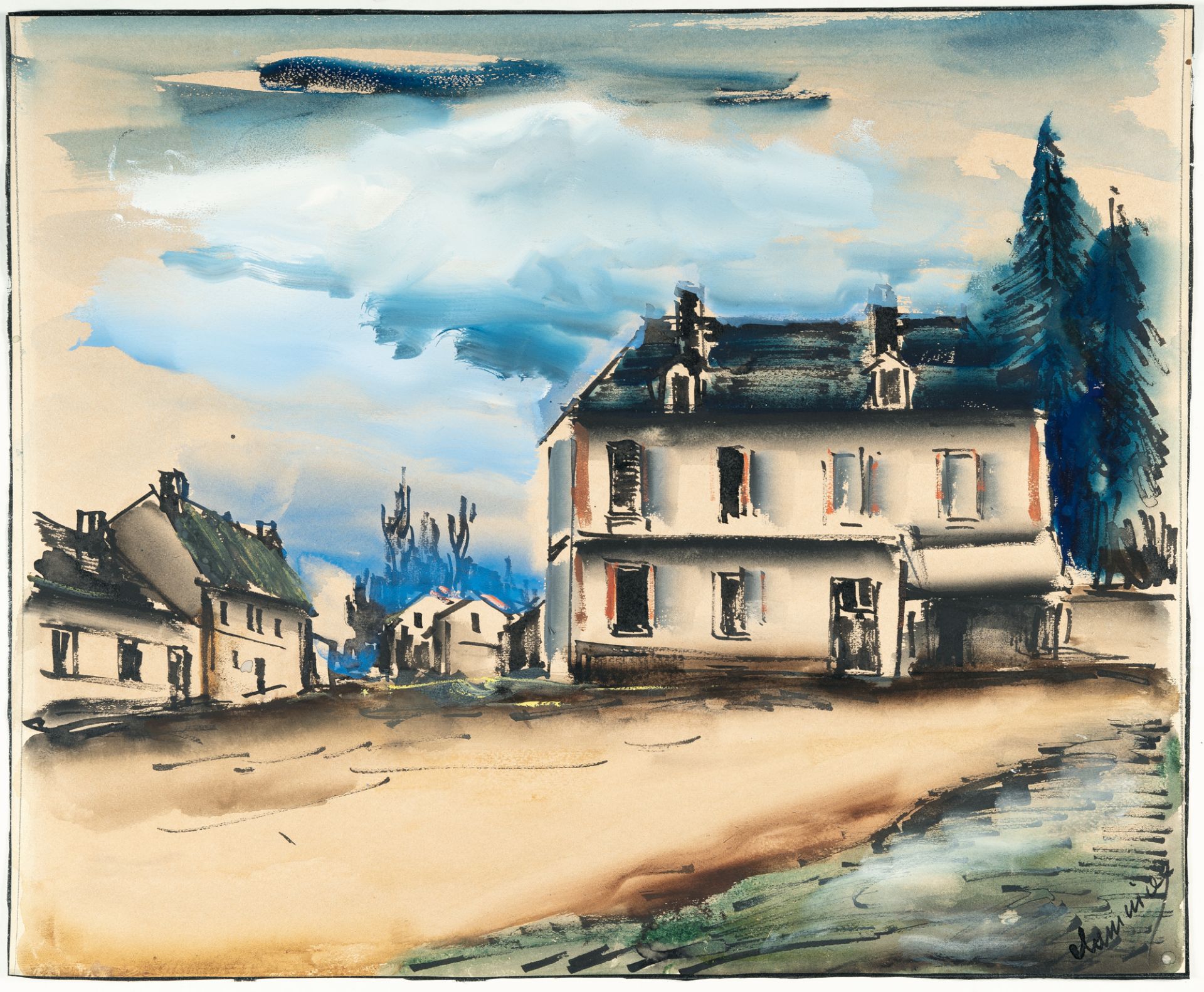 Maurice De Vlaminck (1876 Paris - Rueil-la-Gadelière 1958) – Rue de Village.Watercolour, gouache and - Image 2 of 4