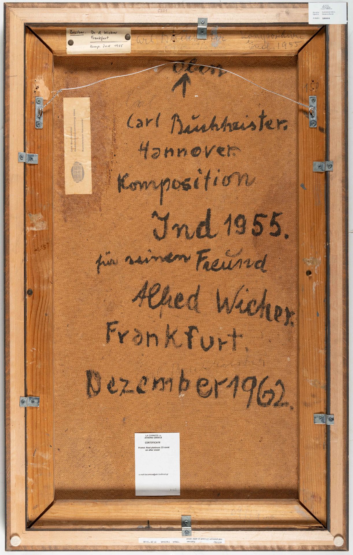 Carl Buchheister (1890 - Hannover - 1964) – “Komposition Ind“ (Composition Ind).Mixed media on - Image 3 of 4