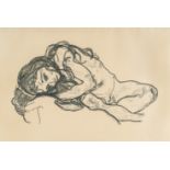 Egon Schiele (1890 Tulln/Donau - Wien 1918) – Girls.Lithograph on cream wove paper. (1918). C. 21