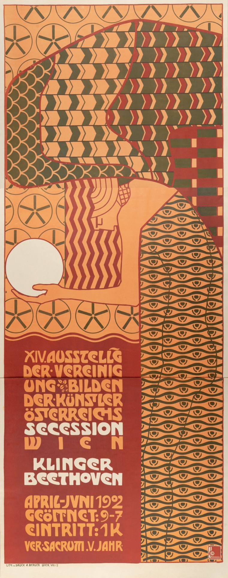 Alfred Roller (1864 Brünn – Wien 1935) – Secession XIV Exhibition.Poster. Coloured lithograph on