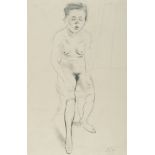 Otto Dix (1891 Untermhaus bei Gera - Singen 1969) – Female nude in a chair.Pencil on pale grey wove.