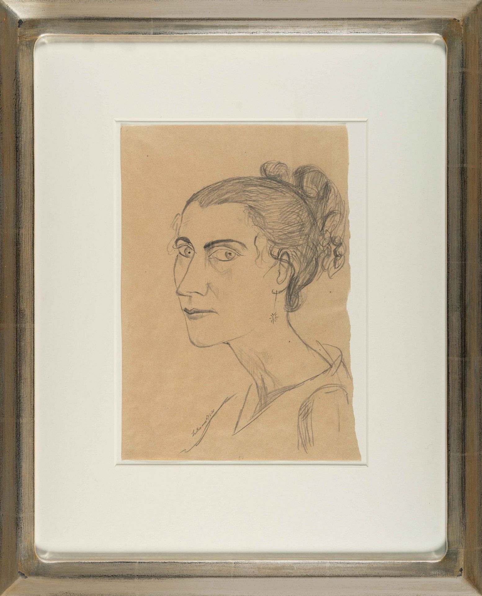 Max Beckmann (1884 Leipzig - New York 1950) – Portrait of a woman in half profile to the left.Pencil - Image 4 of 5