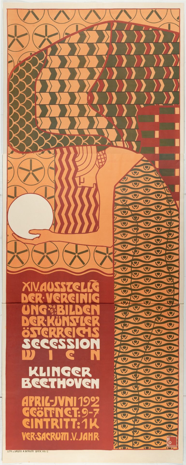 Alfred Roller (1864 Brünn – Wien 1935) – Secession XIV Exhibition.Poster. Coloured lithograph on - Image 2 of 3