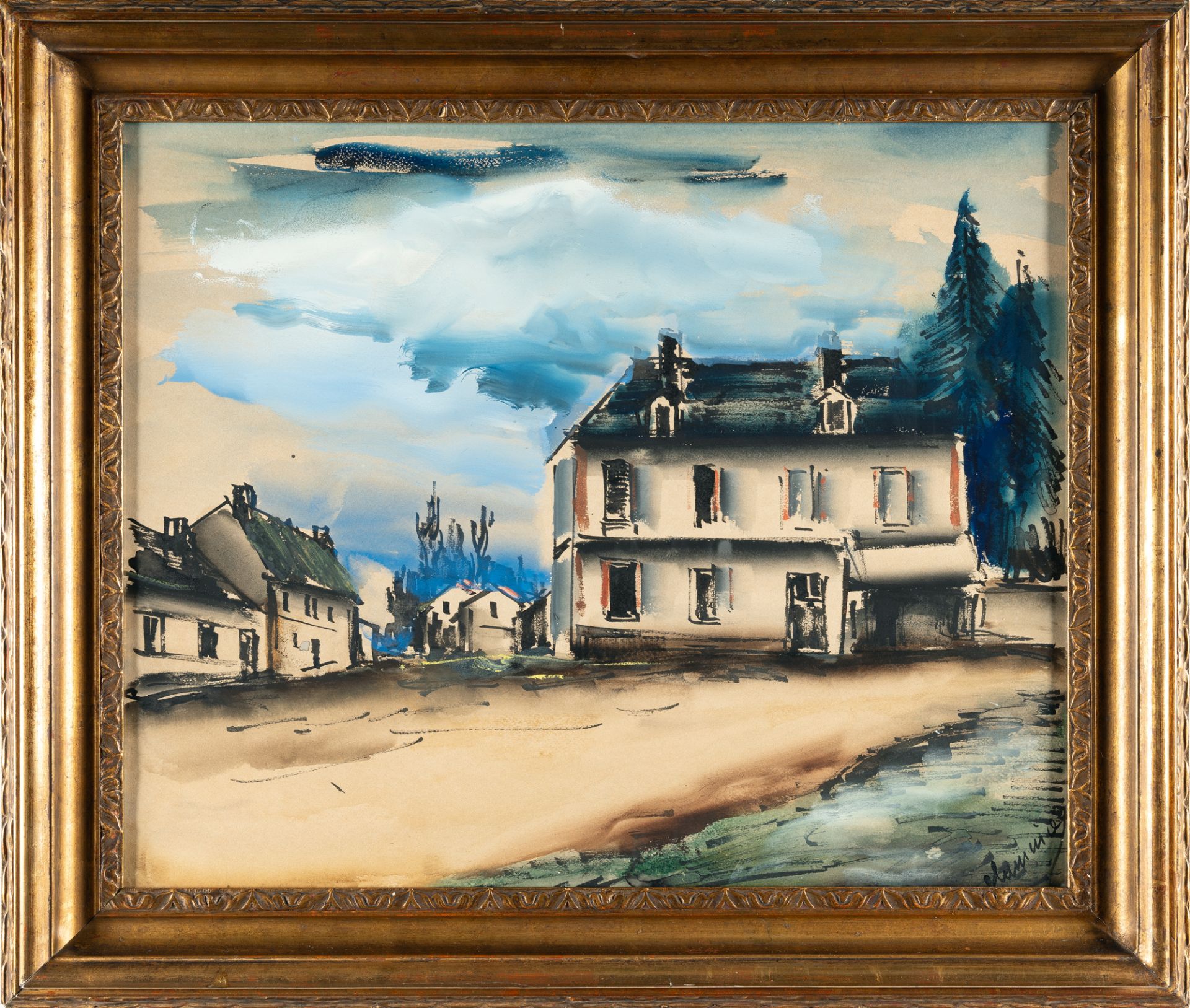 Maurice De Vlaminck (1876 Paris - Rueil-la-Gadelière 1958) – Rue de Village.Watercolour, gouache and - Image 4 of 4