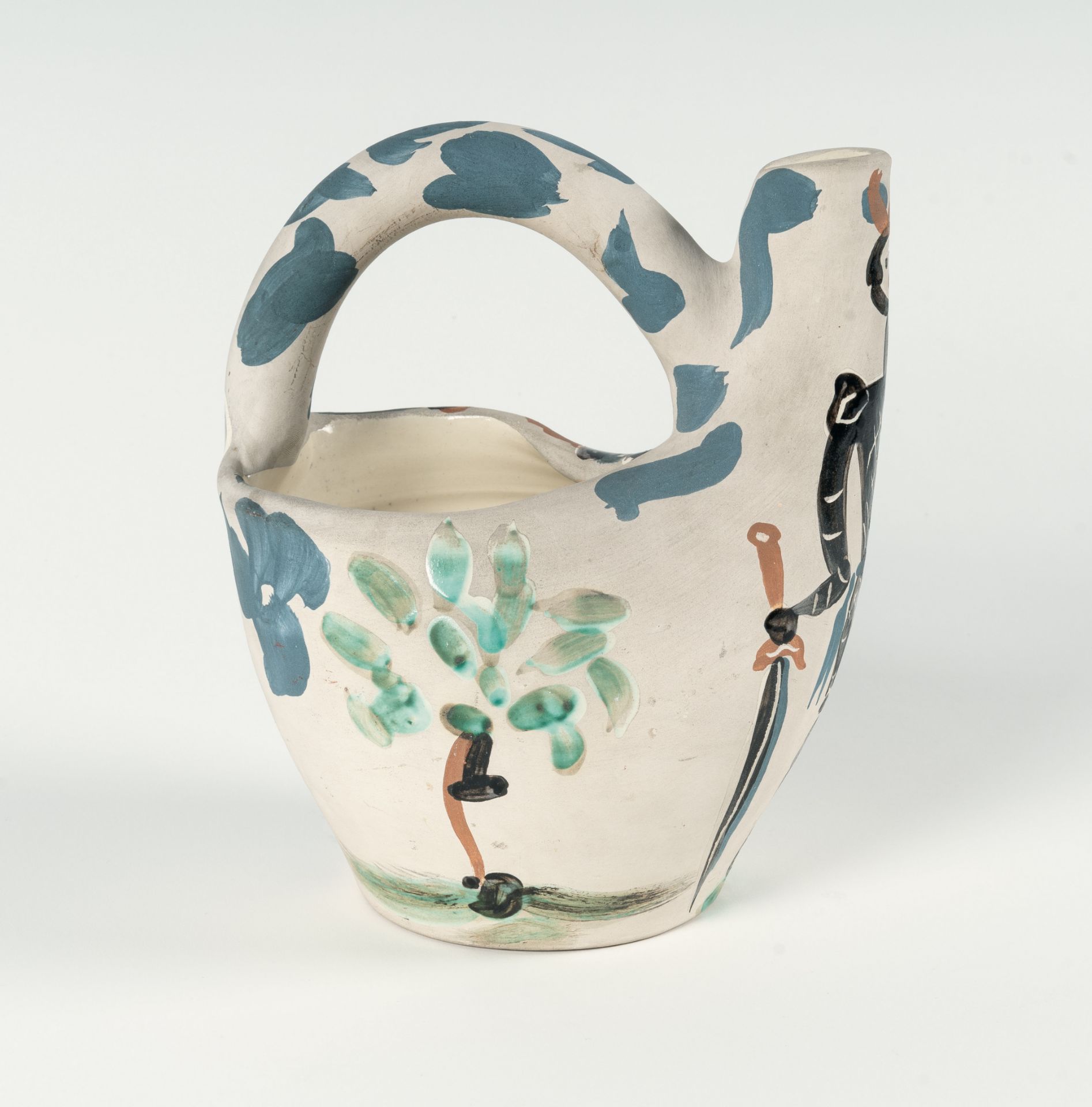 Pablo Picasso (1881 Málaga - Mougins bei Cannes 1973) – Cavalier et cheval.Ceramic jug. White clay - Image 2 of 6