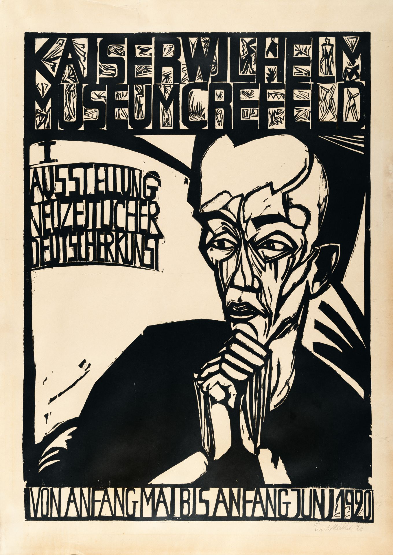 Erich Heckel (1883 Döbeln/Sachsen - Radolfzell 1970) – Plakat der „1. Ausstellung Neuzeitlicher Deut