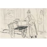 August Macke (1887 Meschede - Perthes-lès-Hurlus 1914) – Street vendor.Pencil on faintly squared