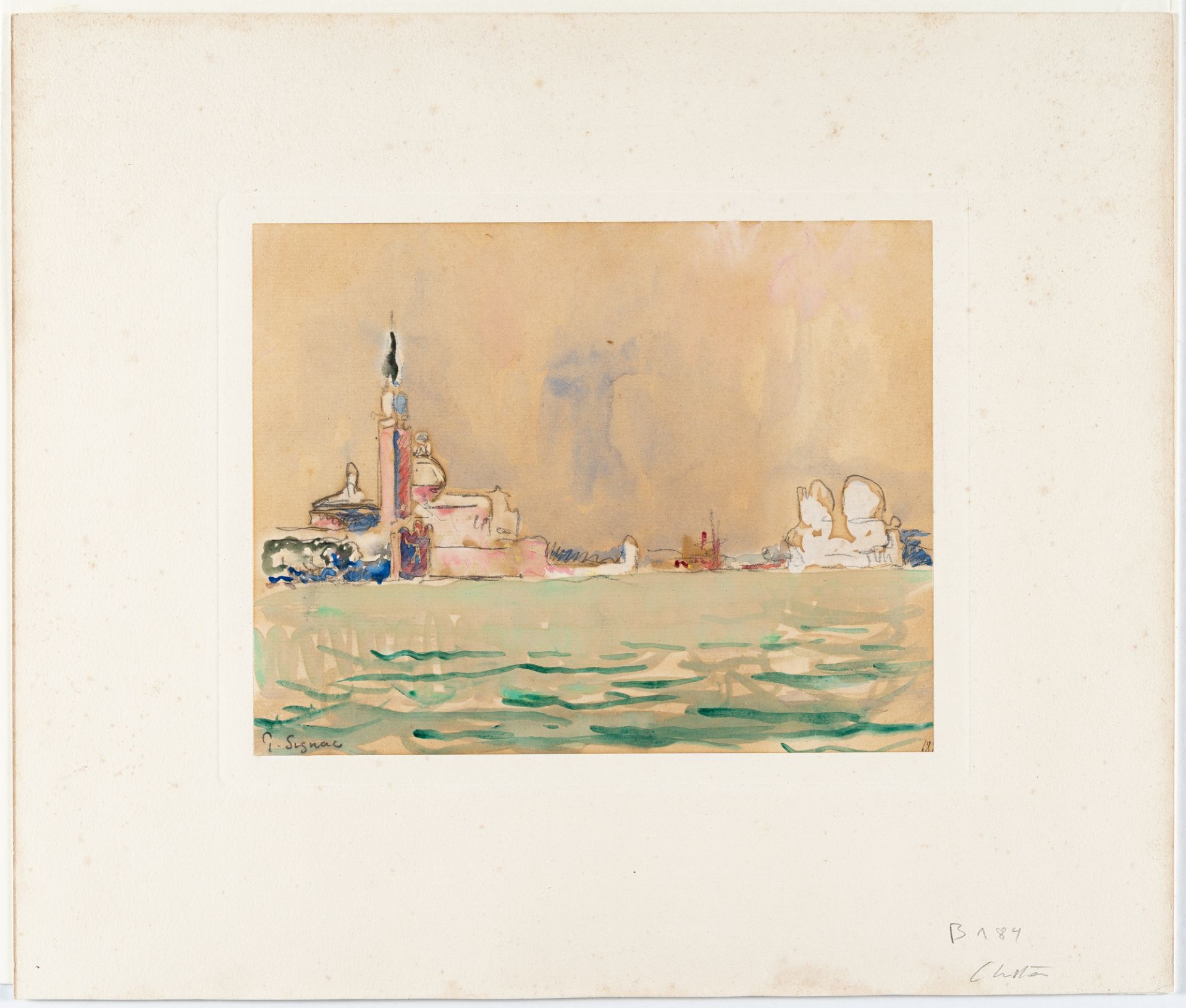Paul Signac (1863 - Paris - 1935) – Venise, San Giorgio et la Salute.Watercolour over pencil on - Image 2 of 3