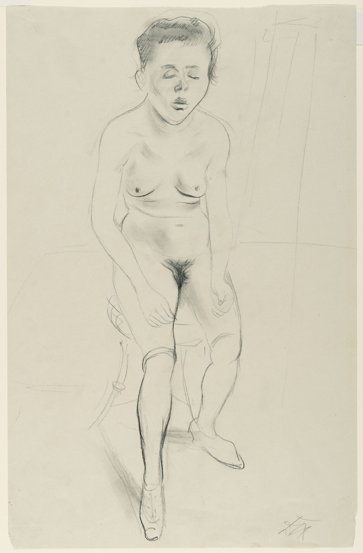 Otto Dix (1891 Untermhaus bei Gera - Singen 1969) – Female nude in a chair.Pencil on pale grey wove. - Image 2 of 3