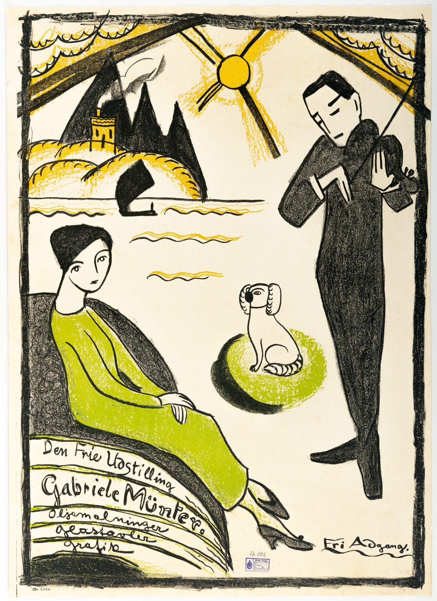 Gabriele Münter (1877 Berlin - Murnau 1962) – Poster for the Gabriele Münter exhibition Copenhagen. - Image 2 of 3
