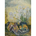 Otto Dix (1891 Untermhaus bei Gera - Singen 1969) – White iris with a cloth.Oil on canvas covered