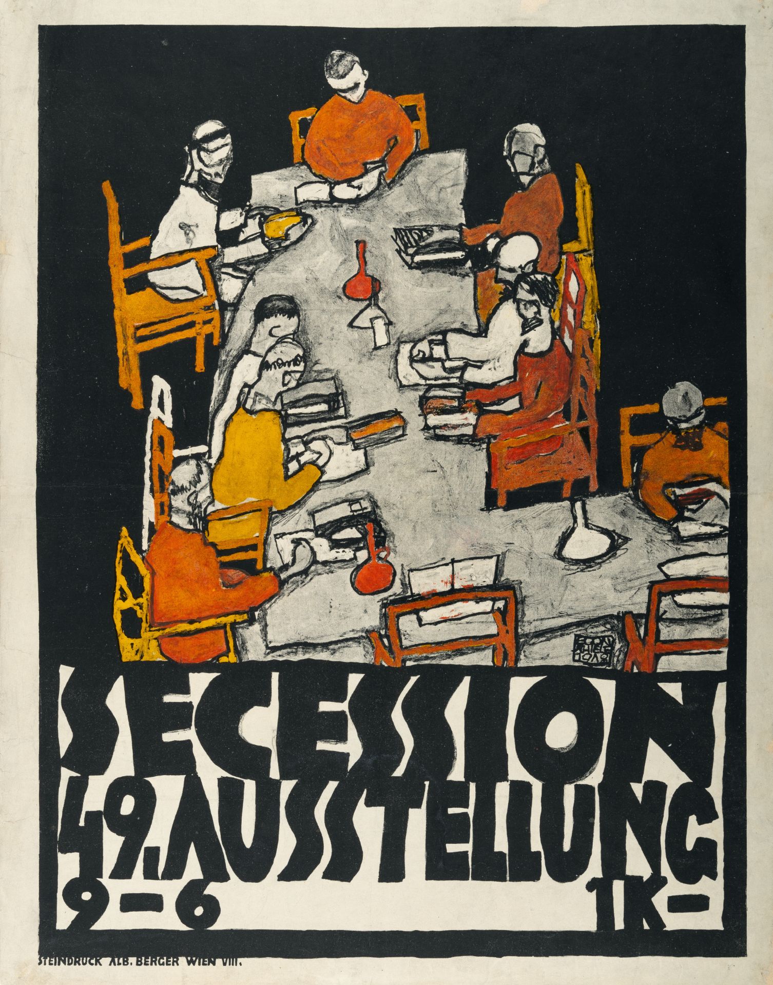 Egon Schiele (1890 Tulln/Donau - Wien 1918) – Secession 49th Exhibition.Poster. Coloured