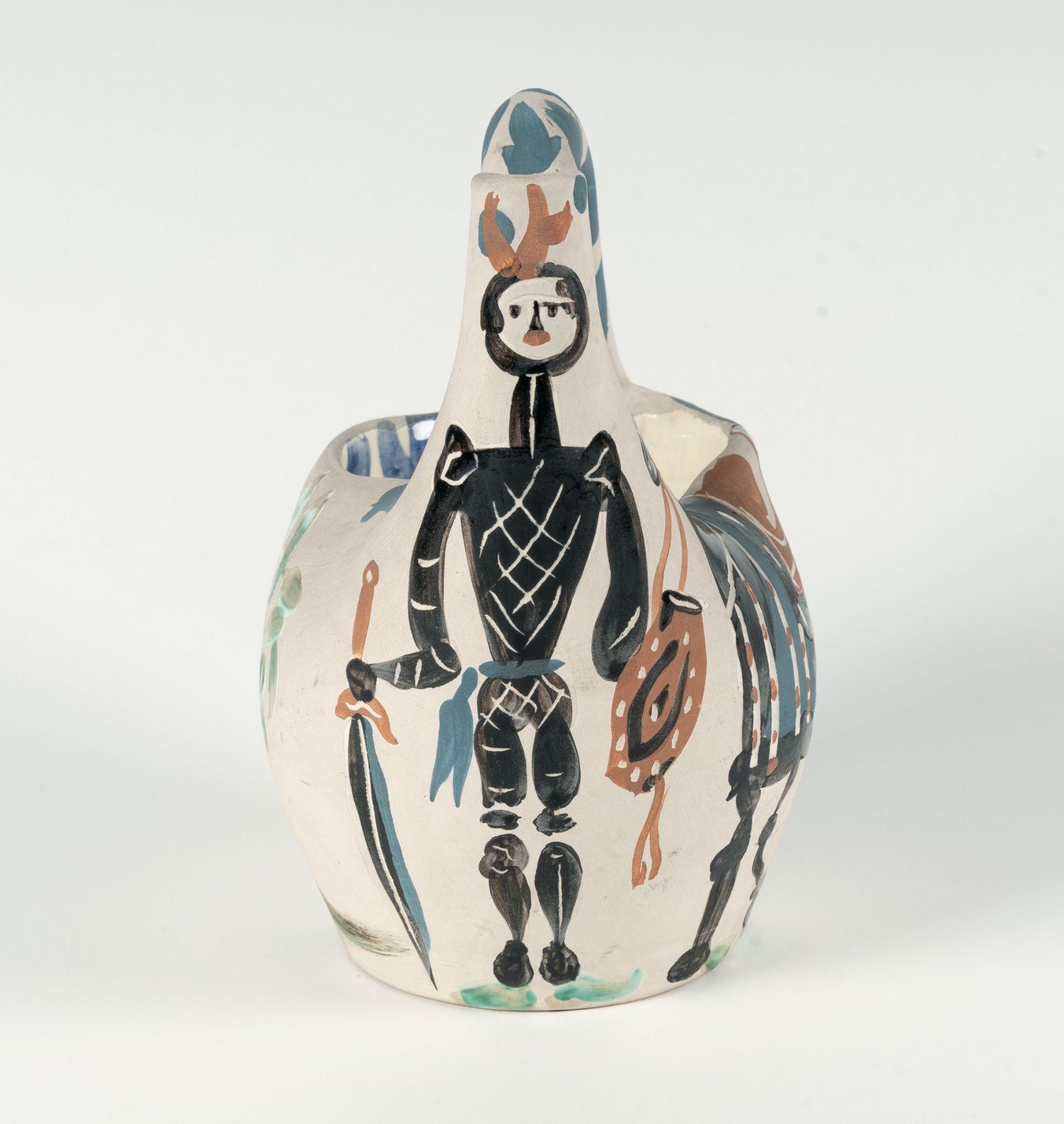 Pablo Picasso (1881 Málaga - Mougins bei Cannes 1973) – Cavalier et cheval.Ceramic jug. White clay - Image 4 of 6