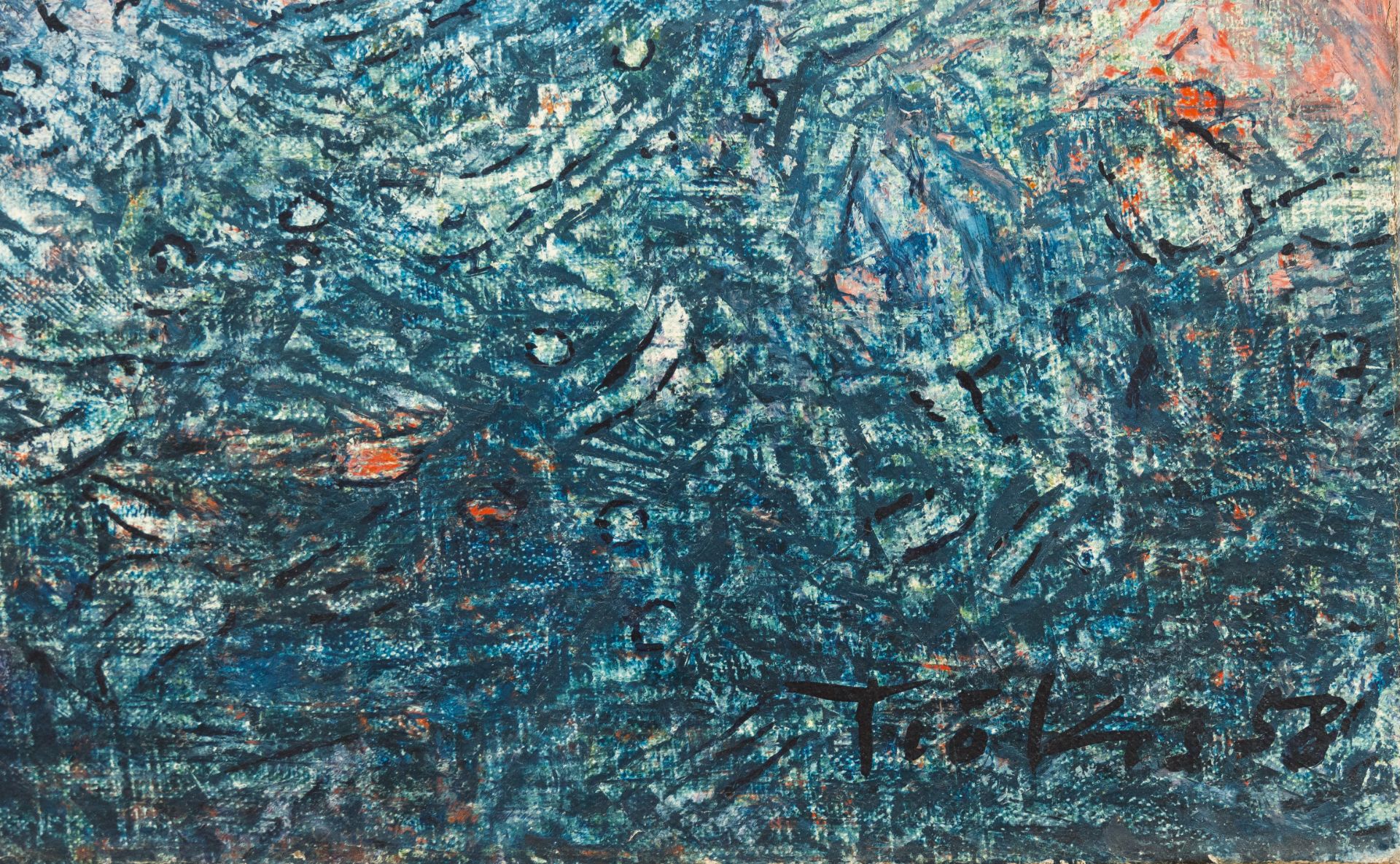 Heinz Trökes (1913 Hamborn - Berlin 1997) – Himalaya.Oil on canvas, on fibreboard. (19)58. C. 98 x - Image 6 of 6
