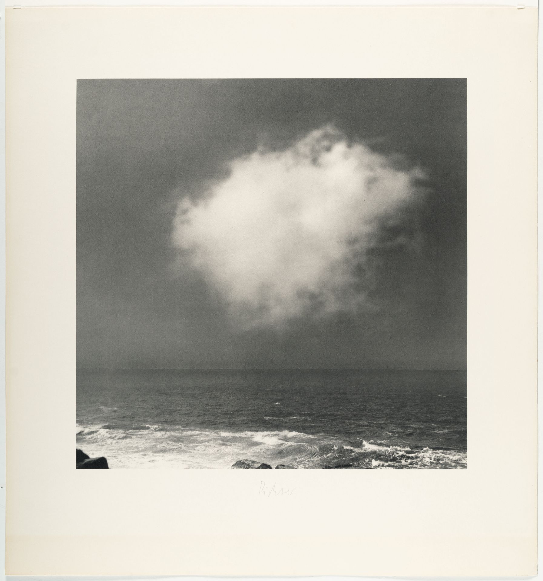 Gerhard Richter (1932 Dresden) – Cloud.Black and grey offset print on light cardboard. (1971). C. 40 - Image 2 of 4