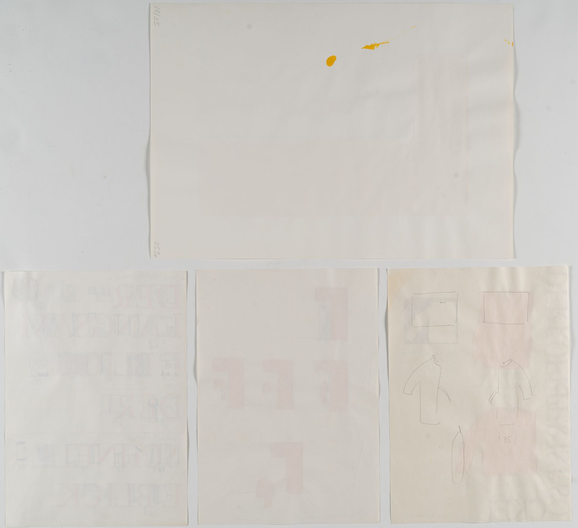 Franz Erhard Walther (1939 Fulda) – 4 sheets: untitled.Watercolour, pencil, opaque white and - Image 2 of 2