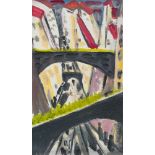 A. R. Penck (Ralf Winkler) (1939 Dresden - Zürich 2017) – Lisbon Bridge II.Acrylic on canvas. (
