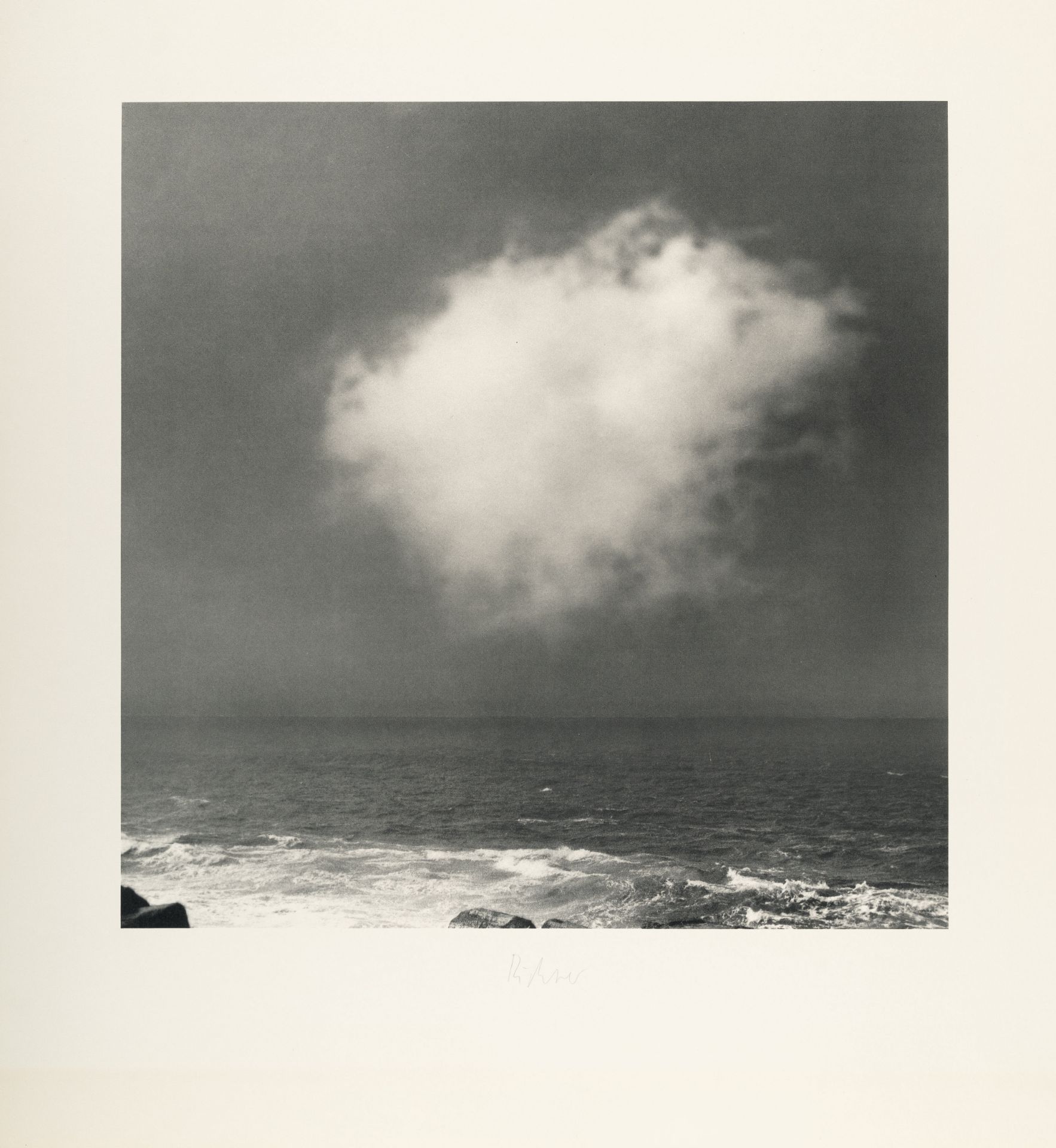Gerhard Richter (1932 Dresden) – Cloud.Black and grey offset print on light cardboard. (1971). C. 40